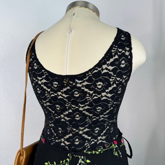 Cache Vintage 90s Lace Black Semi Sheer Sleeveless Bodysuit Size Large - Picture 6 of 12